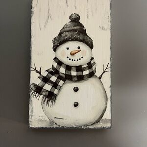 Festive Snowman Wall Art - Black and White